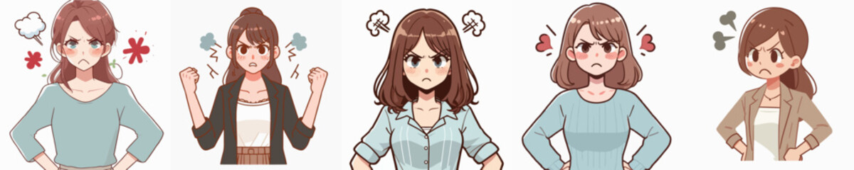 angry woman vector collection