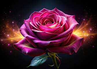 Surreal Pink Rose, Black Background, AI Art, Photorealistic, Abstract