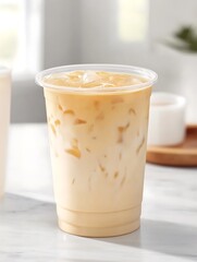 Clean and Aesthetic Iced Milk Tea Close-up