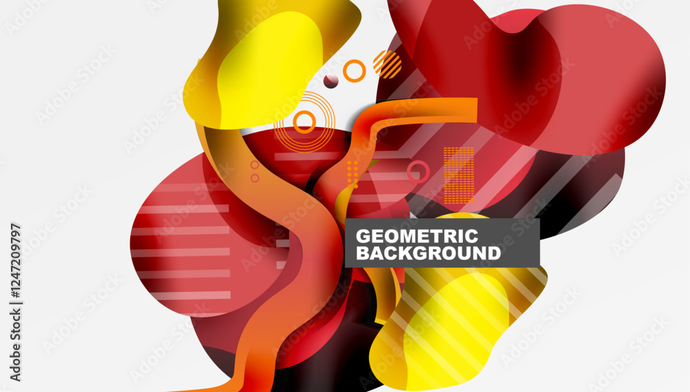 Poster abstract background - lines circles and liquid shapes