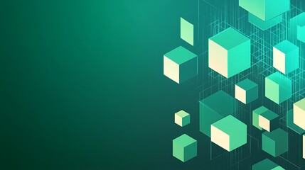 Green Cubes Abstract Tech Background