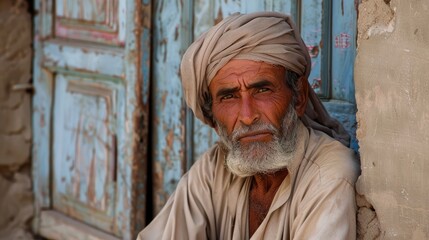 Elderly man with a thoughtful expression in a workshop setting