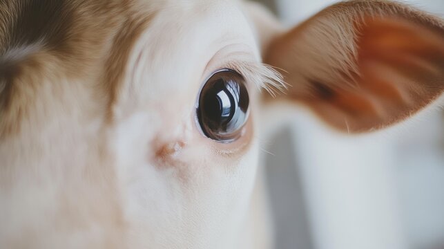 Close up view of a cows eye on an organic dairy farm showcasing eco friendly practices and sustainable methods in agriculture