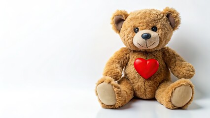 Obraz premium Teddy Bear Heart Rate Monitor AI Photo, White Background, Copy Space