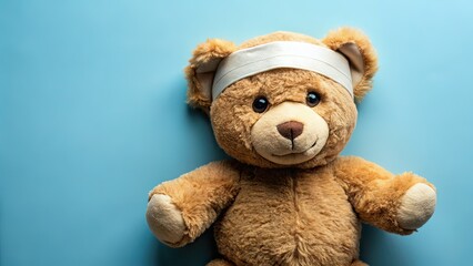 Obraz premium Teddy Bear Injury, Bandaged, Rule of Thirds, Emotional Concept Art