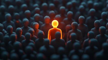 Fototapeta premium 3D render of one glowing person