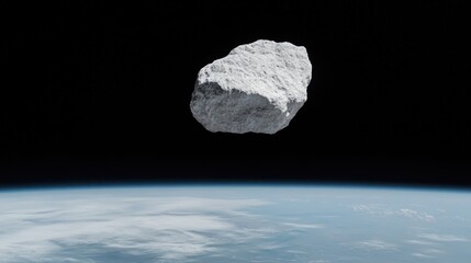 Fototapeta premium Asteroid approaching Earth, space backdrop. Science educational use