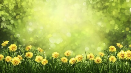 Spring background of a lush green lawn