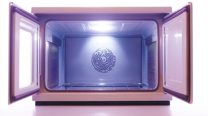 Fototapeta premium A single microwave oven isolated on a white background, great for home appliance marketing.