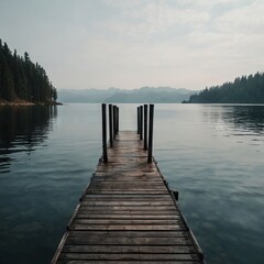 Naklejka premium pier on the lake
