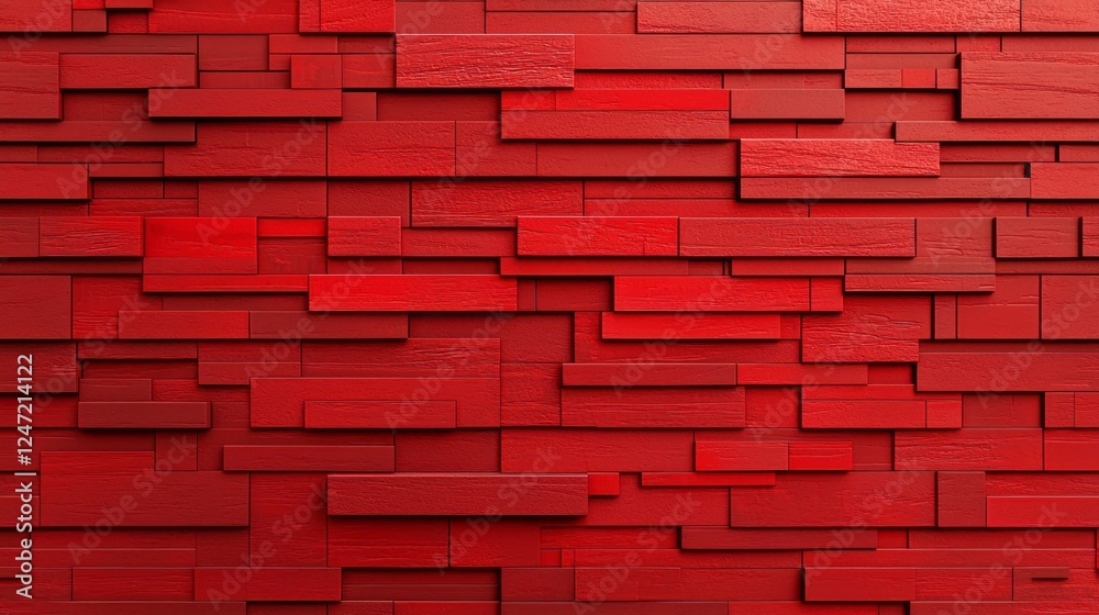 Aufkleber a striking red brick wall showcases a seamless pattern of bricks in various sizes and shades, creati
