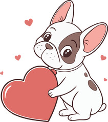 Valentine's French Bulldog with Heart