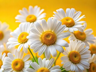Fototapeta premium Tilt-Shift Daisies on Yellow Background - AI Photo