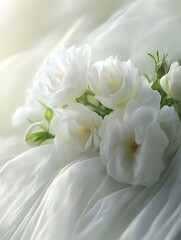 Soft White Roses in Dreamy Pastel Mist
