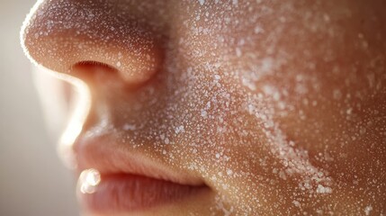 Obraz premium Close-Up of Person's Face Showing Eczema Rash and Dry Skin Conditions
