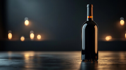 A luxurious dark liquid glass wine bottle with a smooth rounded design, exuding elegance and modern sophistication. The bright tone and blurred background create a sense of refined minimalism.

