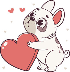 Valentine's French Bulldog with Heart