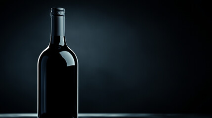 A luxurious dark liquid glass wine bottle with a smooth rounded design, exuding elegance and modern sophistication. The bright tone and blurred background create a sense of refined minimalism.

