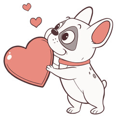 Valentine's French Bulldog with Heart
