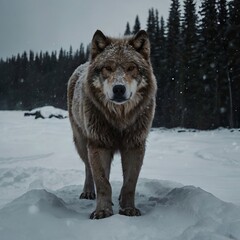 Fototapeta premium wolf in snow