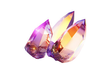 Three iridescent crystals gleam