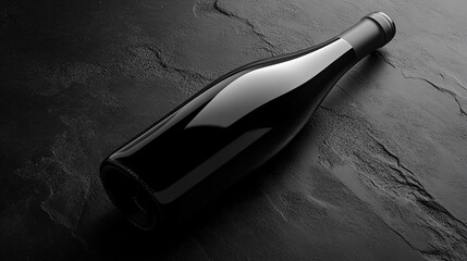 A luxurious dark liquid glass wine bottle with a smooth rounded design, exuding elegance and modern sophistication. The bright tone and blurred background create a sense of refined minimalism.

