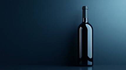 A luxurious dark liquid glass wine bottle with a smooth rounded design, exuding elegance and modern sophistication. The bright tone and blurred background create a sense of refined minimalism.

