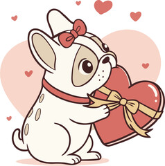 Valentine's French Bulldog with Heart