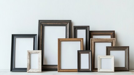 A single set of picture frames isolated on a white surface, ideal for promoting home decoration items.