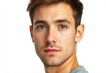 Obraz premium Photorealistic half-length male portrait on white background