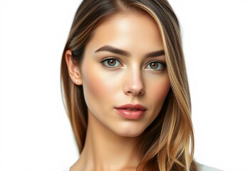 Fototapeta premium Half-length female portrait on white background