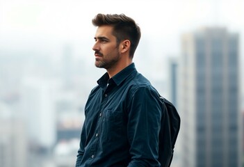 Fototapeta premium Photorealistic male portrait in profile orientation