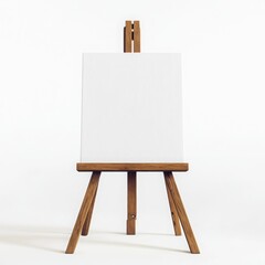 Creative inspiration awaits on a blank canvas displayed on a wooden easel in an artistic studio space