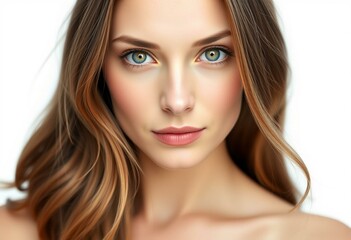 Fototapeta premium Half-length female portrait with calm expression