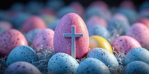 An assortment of colorful Easter eggs in a variety of patterns, arranged neatly and symbolizing spring holiday celebrations.