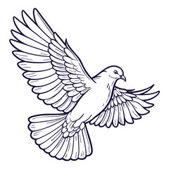 Obraz premium Dove black and white vector illustration design isolated on a white background