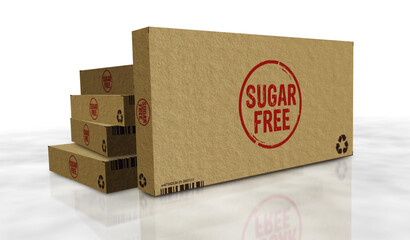 Sugar free healthy diet box pack 3d illustration