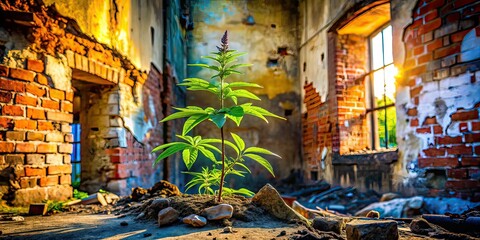 Fototapeta premium Urban Exploration Vitex Seedling - Abandoned Cityscape