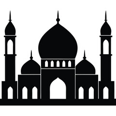 mosque silhouette illustration on white background