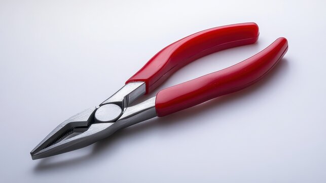 A single set of pliers isolated on a white surface, ideal for promoting DIY tool kits.