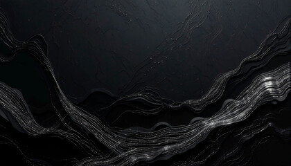 Minimalist silver lines gracefully arranged over a black matte background for elegant design
