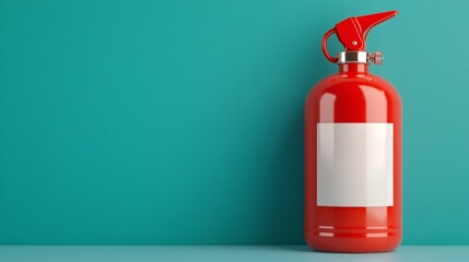 Obraz premium Icon of Fire Extinguisher Against Muted Background in Pastel Color Palette