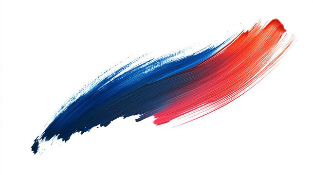 Dynamic red and blue paintbrush stroke featuring artistic texture, bold contrasting colors, creative expression