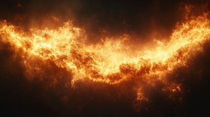 Fiery abstract flames burning dark space background, design element