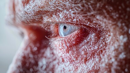 Close-Up of Human Skin with Eczema Patches around the Eye Area in Soft Focus