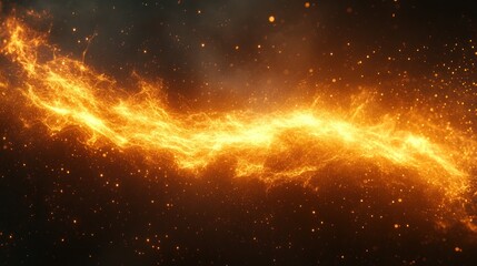 Naklejka premium Fiery energy stream, cosmic dust background, abstract design