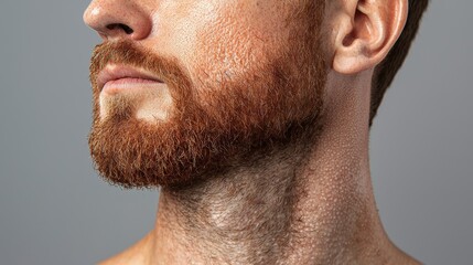 Obraz premium Close-Up View of Eczema Symptoms on Neck of a Man with Red Facial Hair