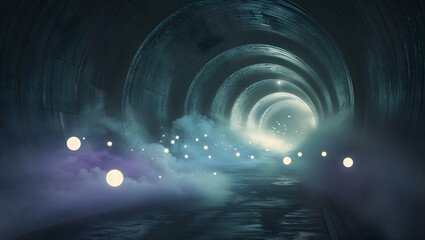 A swirling tunnel of iridescent colors and ethereal lights envelops a shimmering portal at the center, as if beckoning something from another dimension , mystical, dreamlike