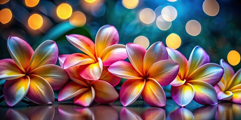 Vibrant Plumeria Bokeh Dark Background Flowers
