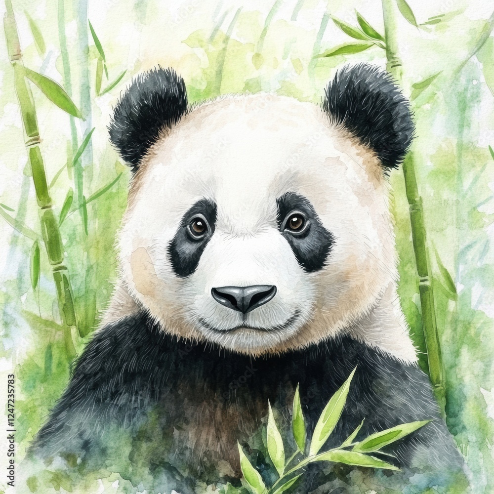 Leinwandbilder panda resting among lush bamboo while softly illuminated by gentle sunlight in a tranquil forest set